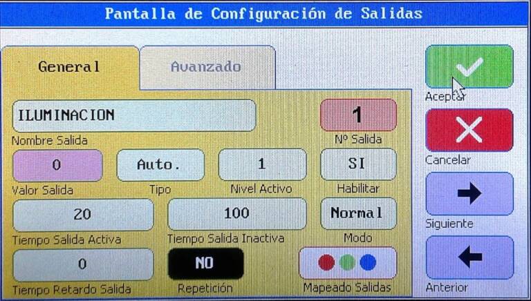 configuracion de salidas