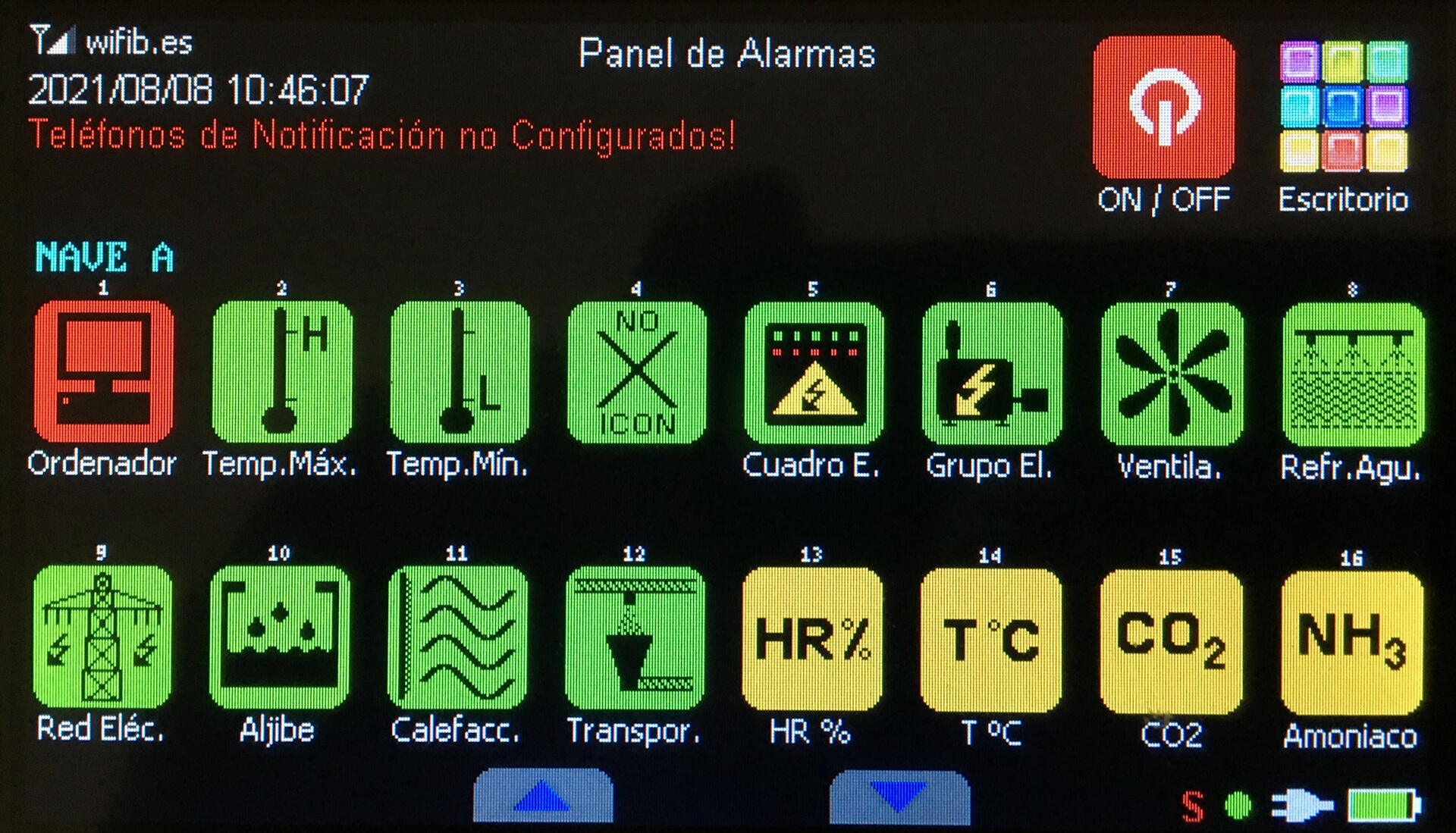 panel de alarmas