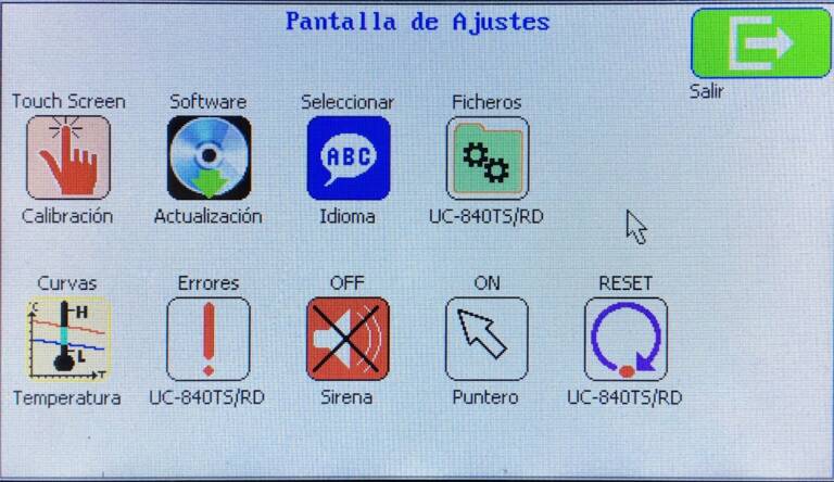 pantalla de ajustes